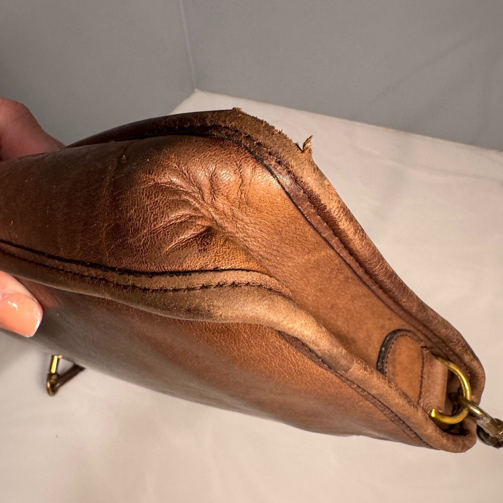 Vintage 90's Coach Leather Shoulder Clutch Bag Dark Brown Purse #0132 - Picture 13 of 16